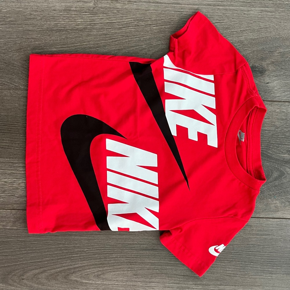 Nike Toddler Boys Red Short Sleeve Graphic T-Shirt Size 3T Logo Swoosh Tee